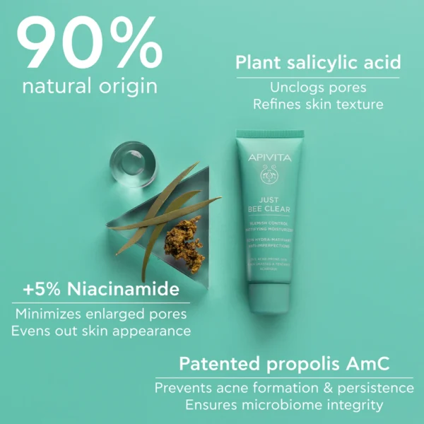Apivita Just Bee Clear Crema Anti-Imperfezioni 40 ml con omaggio Gel Detergente 15 ml + Lozione 50 ml - immagine 2